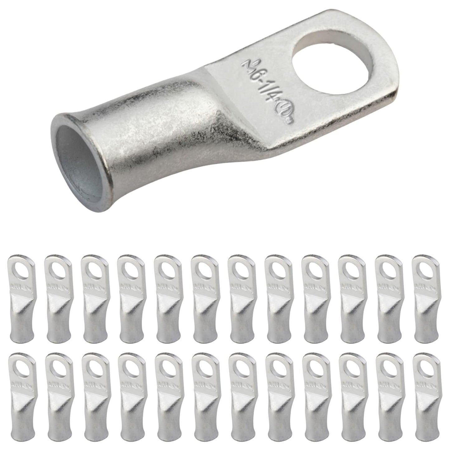 SELTERM 25pcs 6 AWG Marine Grade Tinned Copper Battery Cable Lugs - Durable Ring Terminals for Reliable Connections