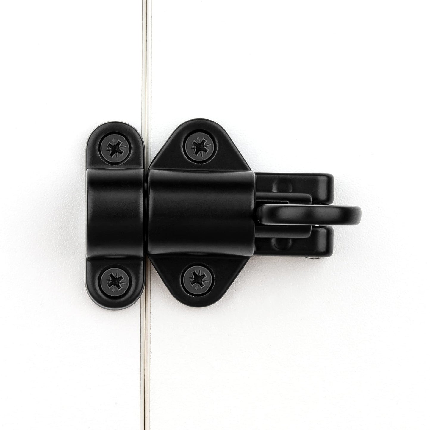 INIRET 3 Packs Self-Closing Latches，Black Spring Door Lock，Resilient Bolt Latch Aluminum Alloy Safety Automatic Spring Barrel Slide Door Lock with Screws,Used for Gate,Window and Cabinet etc…