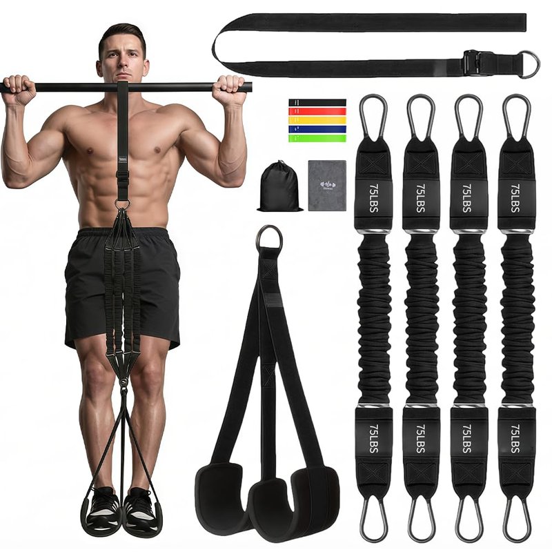 Pull Up Assistance Bands, Heavy Duty Resistance Bands for Pull Up Bar, 75-300lbs Adjustable Assist Bands with 5 Loop Bands & Cooling Towel, Home Gym Fitness for Men Women