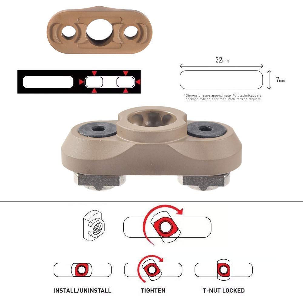 JIALITTE Mount Standard QD Swivel 1.25 Inch Adapter for Mlok Rail System (Sand)