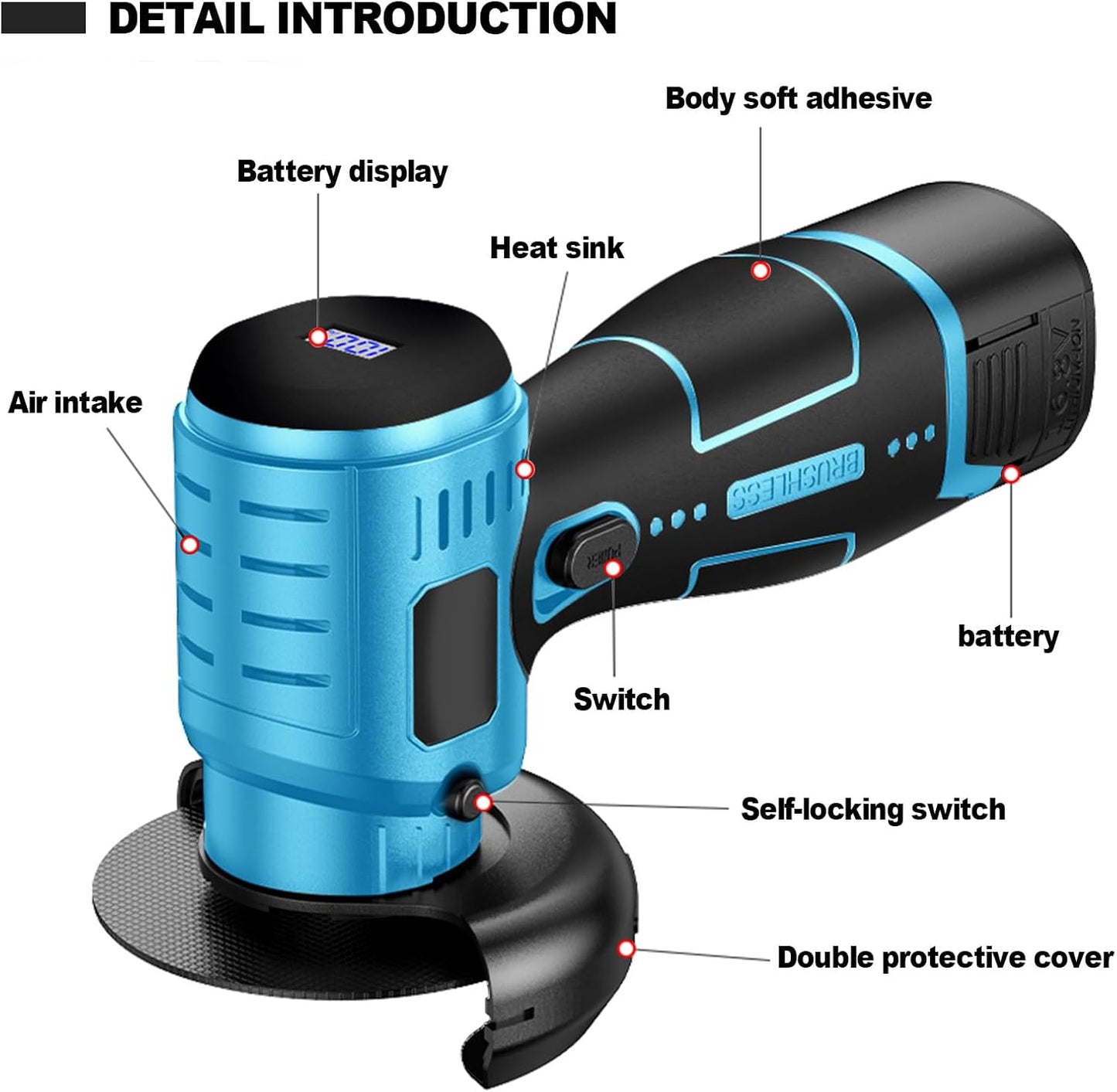 Mini Cordless Angle Grinder Kit - 19500 RPM Electric Tool with 2 Batteries & 5 Cutting Discs for Metal & Wood