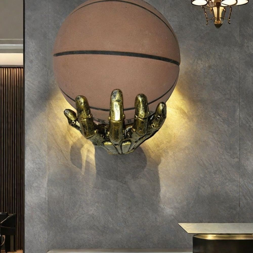 Mechanical Hand Wall Mounted Basketball Holder - Punk Style Garage Ball Storage Rack | Space-Saving Display for Room & Garage