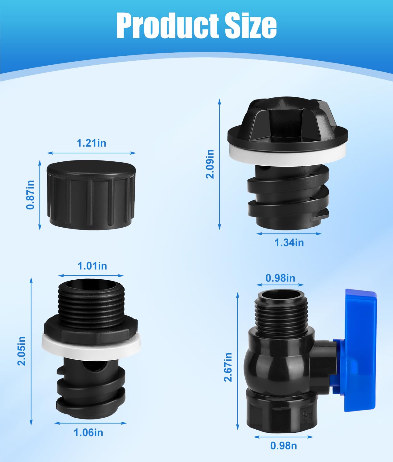 WADEO Cooler Drain Plug Hose Connection, Replacement Drain Plug with PVC Garden Hose Shut Off Valve for YETI Cooler, YETI Tundra Cooler, Roadie Cooler, Tank Cooler and RTIC 20QT, 45QT, 65QT Cooler