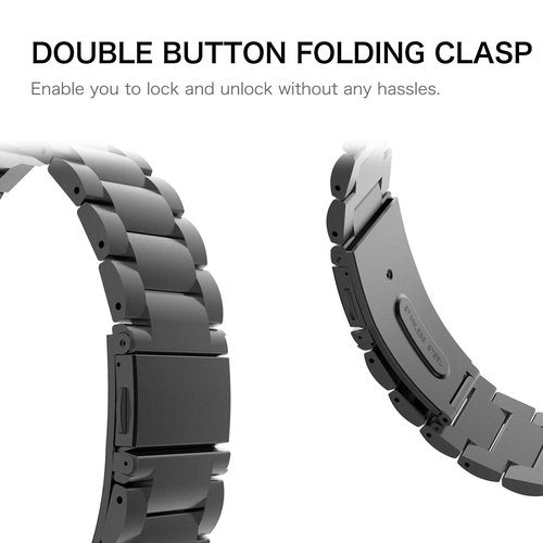 Fintie Metal Band Compatible with Garmin Vivoactive 4 45mm, Garmin Venu 3, Venu 2 45mm, Forerunner 255 46mm, 22mm Quick Release Stainless Steel Metal Strap Accessories, Black