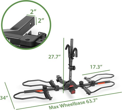 ARKSEN Bike Rack - 2-Bike Hitch Mount Platform for Electric & Fat Tire Bikes | Holds Up to 150 lbs, Fits 2" Receiver