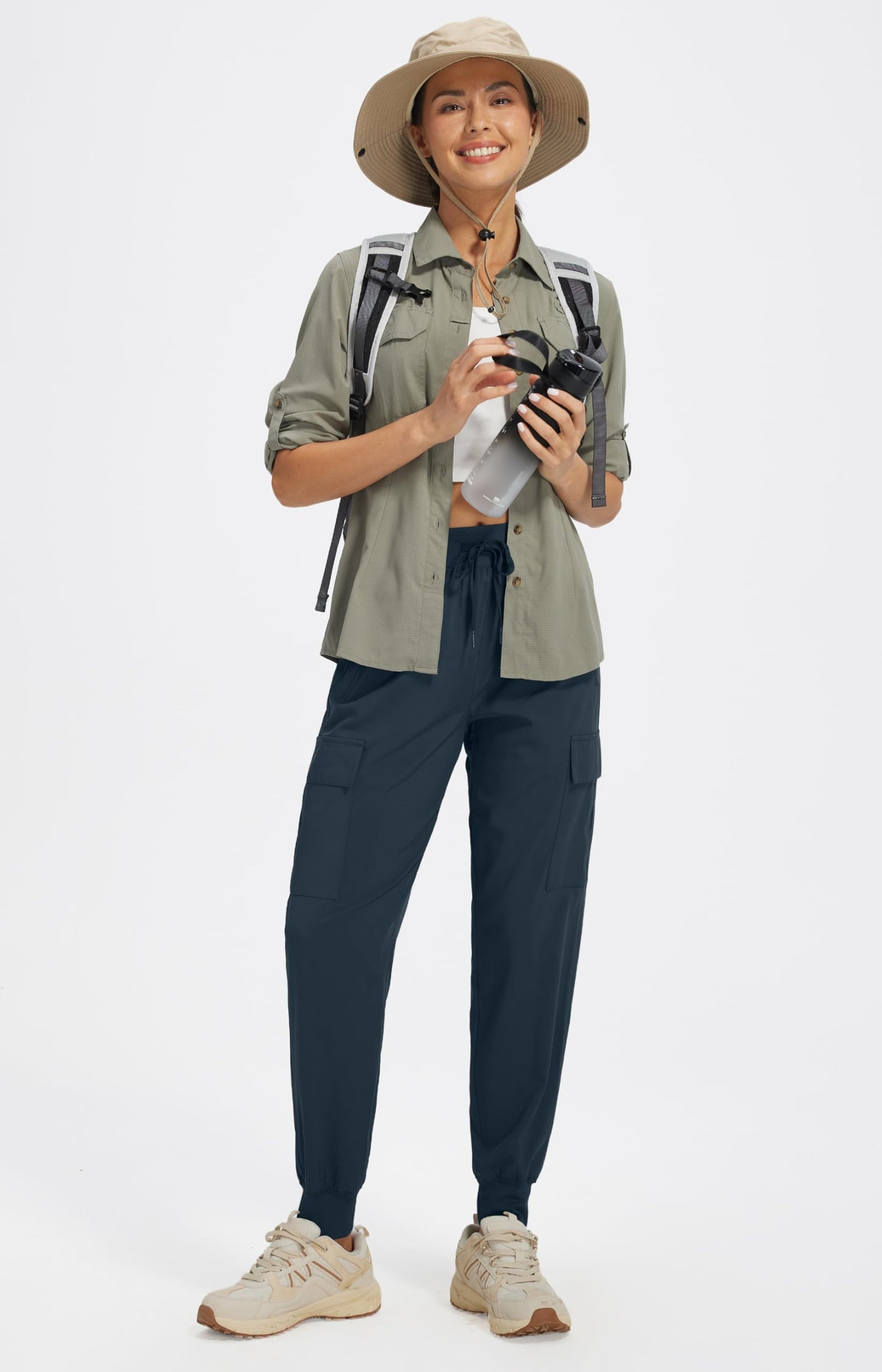 Libin Women's Cargo Joggers Lightweight Quick Dry Hiking Pants Athletic Lounge Casual Travel Tall, Navy XS
