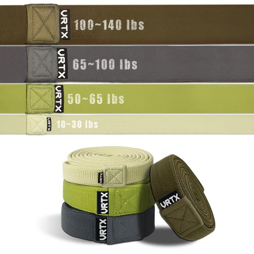 VRTX Fabric Resistance Bands for Men & Women | Long Exercise Band for Workout, Stretch, Yoga, Full Body Training | Soft Mesh Cloth, Non-Slip, High Durability Elastic Straps - Set of 4 (Standard)