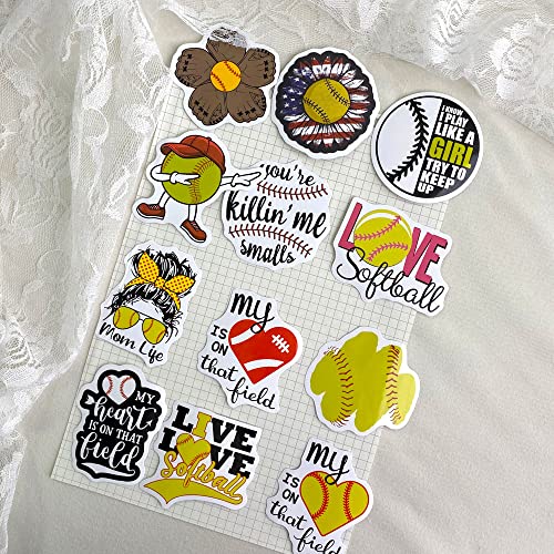 100PCS Softball Stickers - Waterproof Vinyl for Personalized Decor
