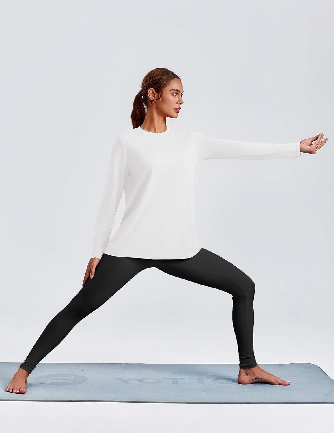 PINSPARK Long Sleeve Workout Tops for Women - Quick Dry UPF 40+ Athletic Shirts | Loose Fit for Gym & Hiking