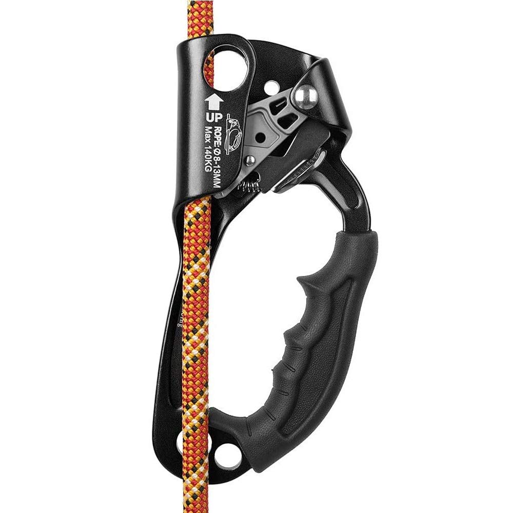 SZCQ SRT Climbing Hand Ascender Aviation Light Alloy Mountaineering Rock Ergonomic Rappelling Gear Equipment Right Handled Ascender Arborist Tree Climber Rigging