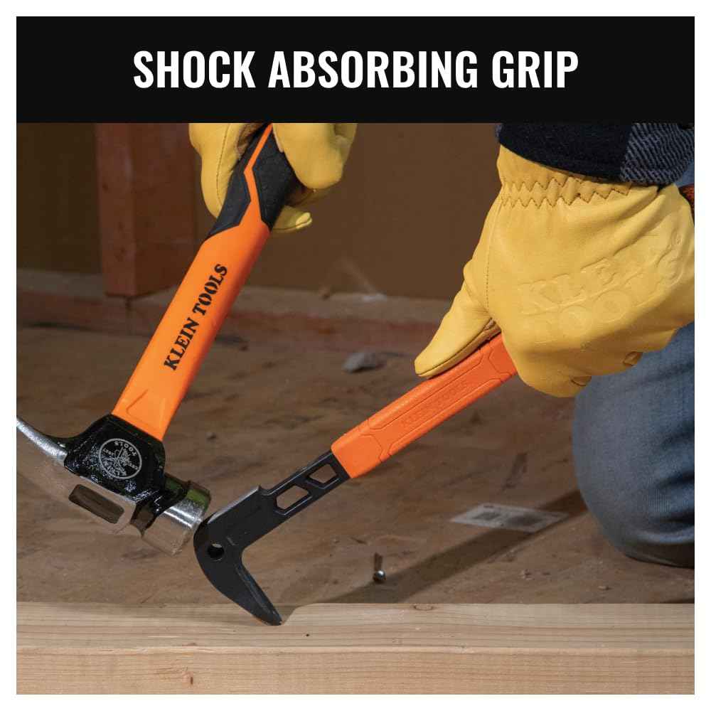 Klein Tools 66093 Nail Puller with Integrated Dimpler, Heavy-Duty Carbon Steel Cats Paw Pry Bar, 12-Inch