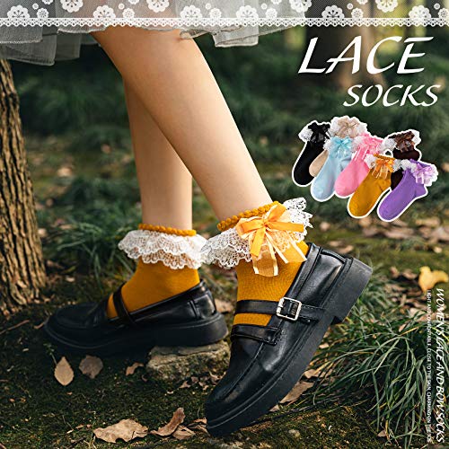 Lace Ruffle Ankle Socks - Comfortable Princess Socks - White