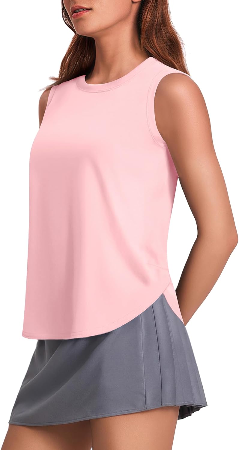 PINSPARK Workout Tank Tops for Women - UPF 50+ Quick-Dry Yoga Tanks with Side Slits | Loose Fit Athletic Shirt