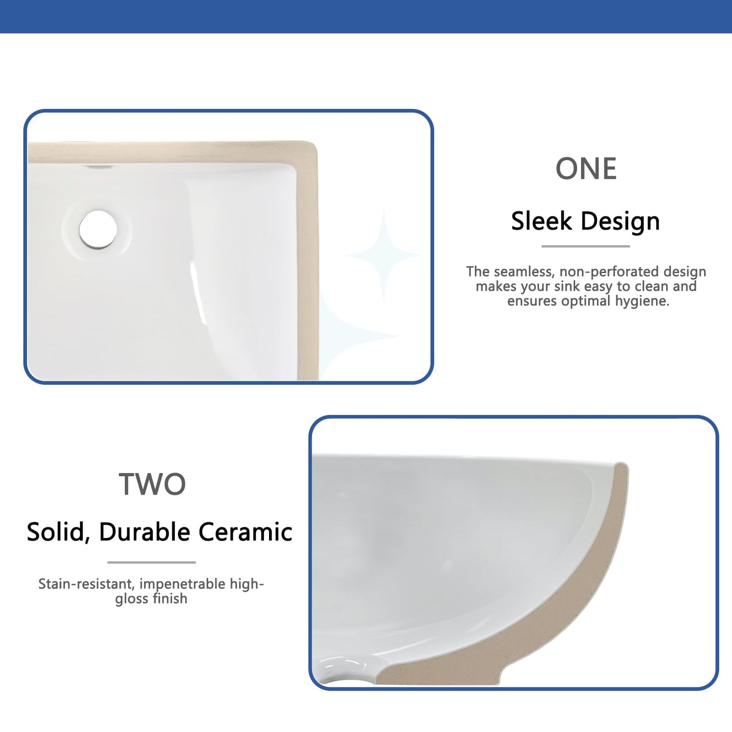 EQLOO Rectangular Undermount Bathroom Sink - 20 X 15 inch Vessel Sink,Undermount Bathroom Sink Rectangle, White Ceramic Lavatory Vanity Basin with Overflow