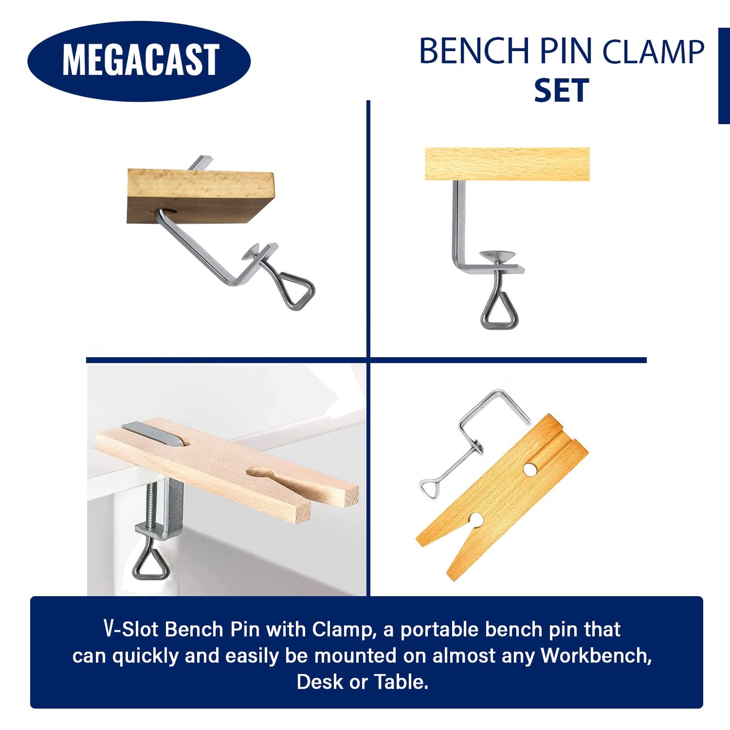 Megacast V-Slot C-Clamp Bench Pin Clamp Mount On Table Workbench Jewelers Tool