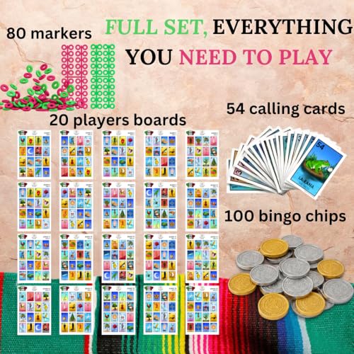 Cuitáxi Mexican Bingo Game for 20 Players 8.1 x 5.3 in – Didactic Pesos & Markers, Made in Mexico