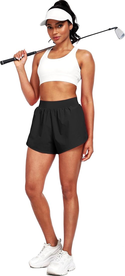 CADMUS Women's 2-in-1 Workout Shorts - Athletic Gym Running Shorts with Compression Liner