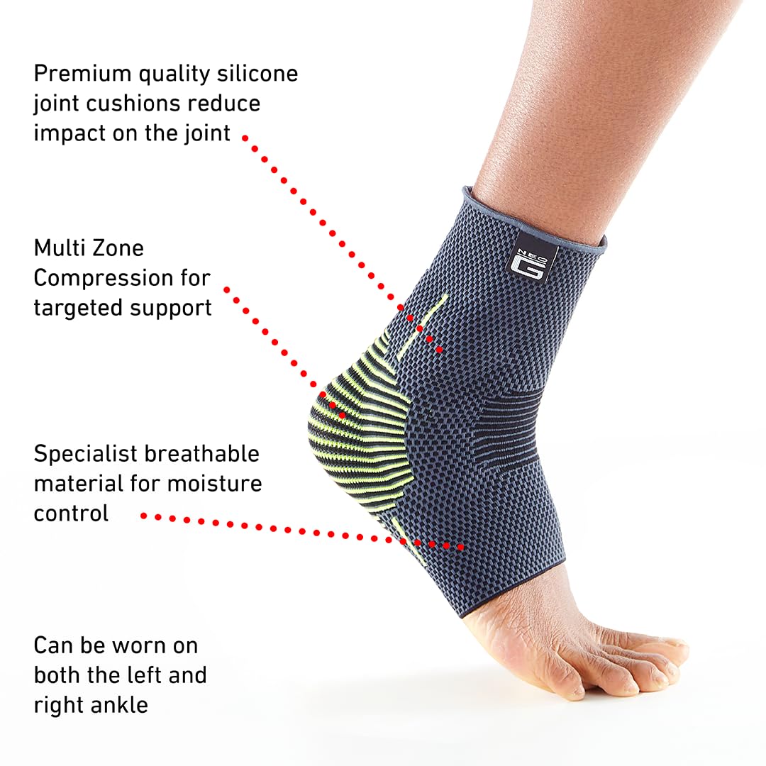 Neo-G Ankle Brace Ankle Compression Sleeve with Silicone Joint Cushions – Sprained Ankle Support for Men and Women – Breathable Targeted Compression for Sports and Daily wear - Active Plus (X-Large)