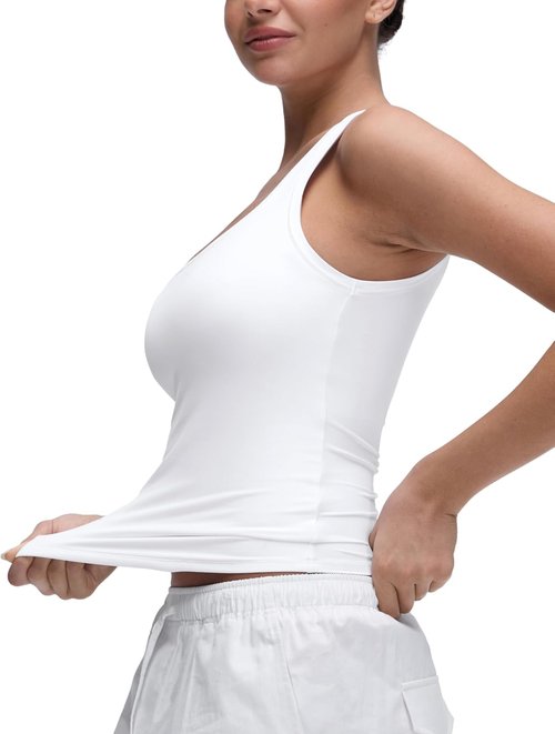 CRZ YOGA Scoop Neck Tank Tops for Women - Soft Double-Lined Casual Crop Sleeveless Shirts