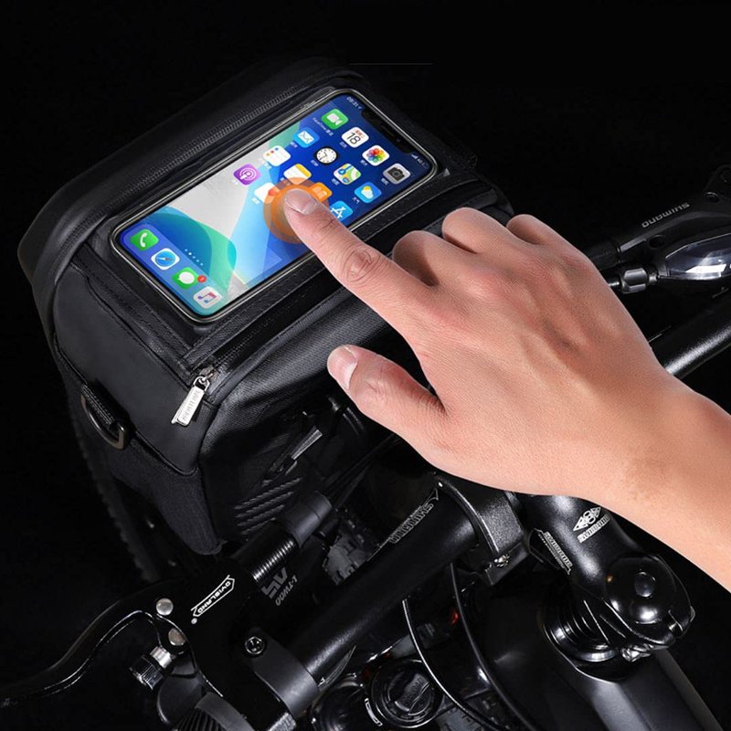 WILD MAN Quick Release 3.5L Hard Shell Waterproof Scooter Storage Bag with Touch Screen for Kick Scooters Folding Bike(GS9)
