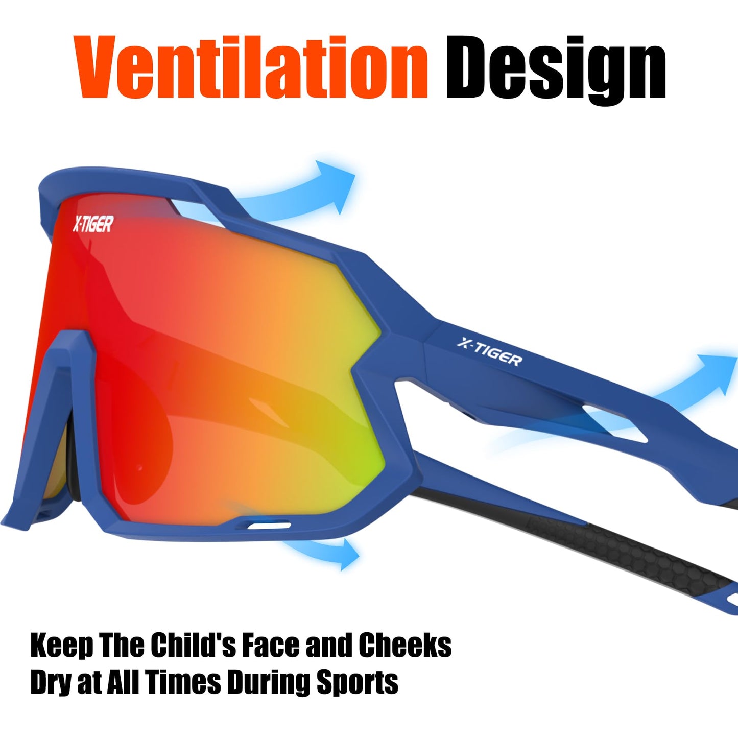X-TIGER Kids Sunglasses Polarized Youth Baseball Sunglasses for 8-14 boys girls UV400 Sports Softball Cycling Glasses