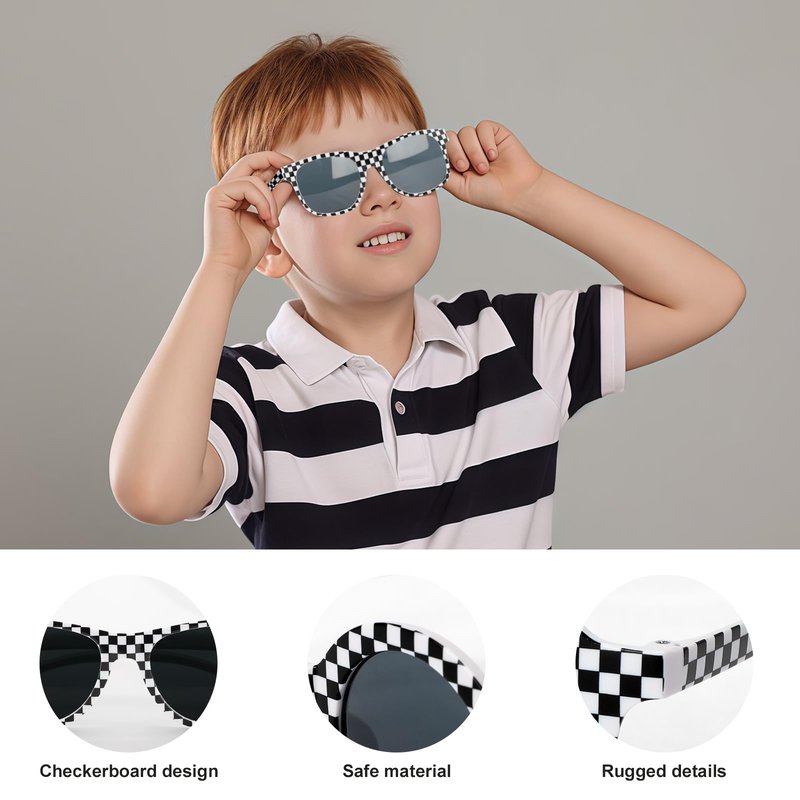 30 Pack Race Car Sunglasses for Kids Party Favors, Checkered Sunglasses Bulk for Racing Theme Birthday Gifts & Supplies