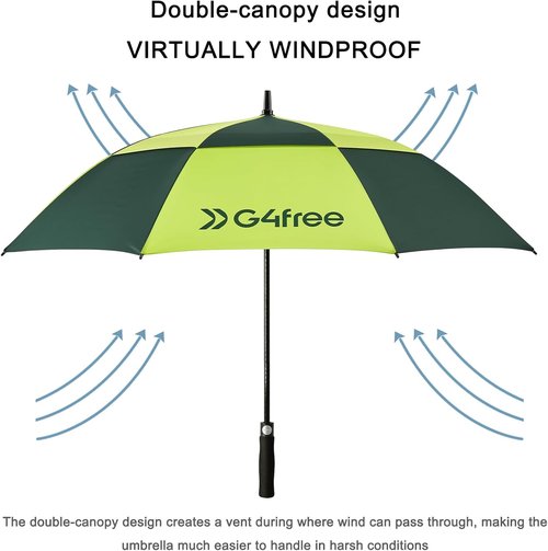 G4Free Golf Umbrella - Extra Large 72 Inch Double Canopy | Windproof & Waterproof Design
