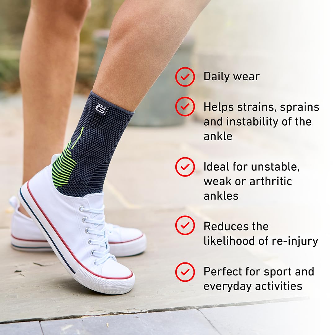 Neo-G Ankle Brace Ankle Compression Sleeve with Silicone Joint Cushions – Sprained Ankle Support for Men and Women – Breathable Targeted Compression for Sports and Daily wear - Active Plus (X-Large)