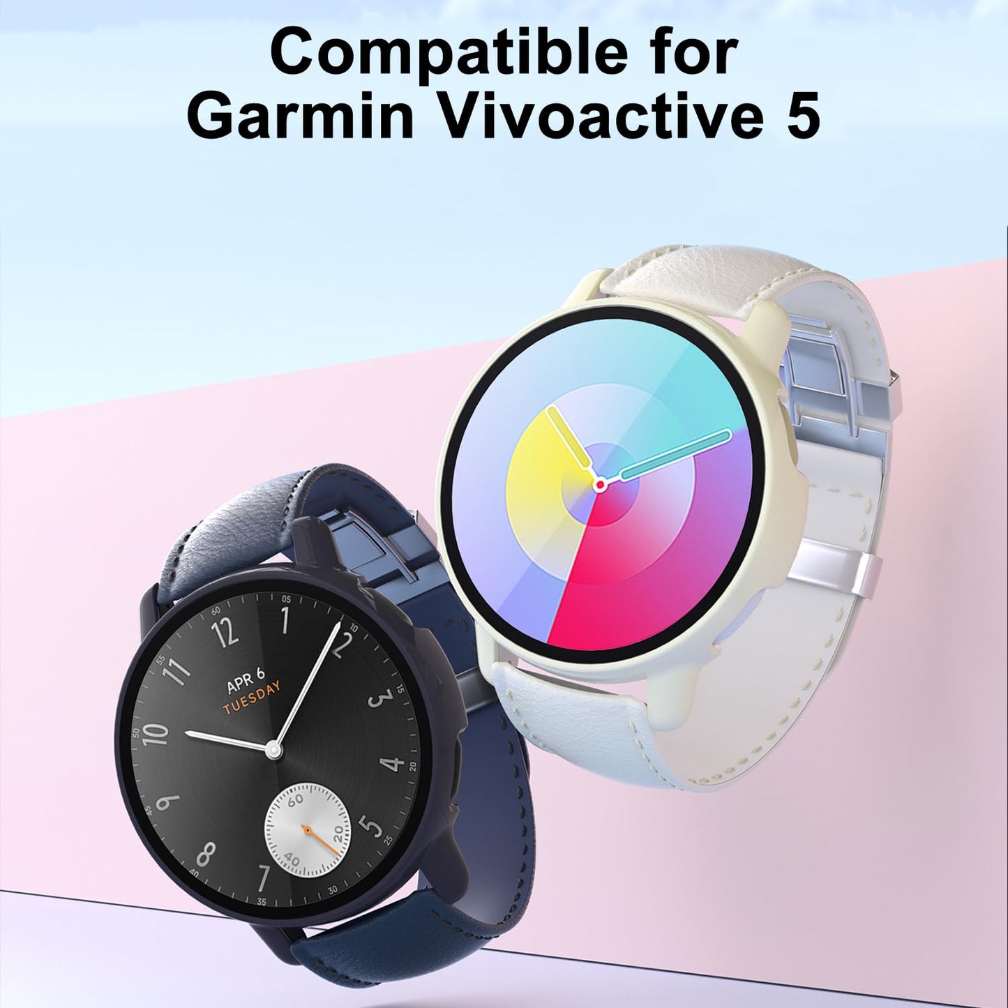 HXFRTYU 8 Pack Case for Garmin Vivoactive 5 Screen Protector, Hard PC Bumper Overall Protective Tempered Glass Cover Accessories for Garmin Vivoactive 5 SmartWatch