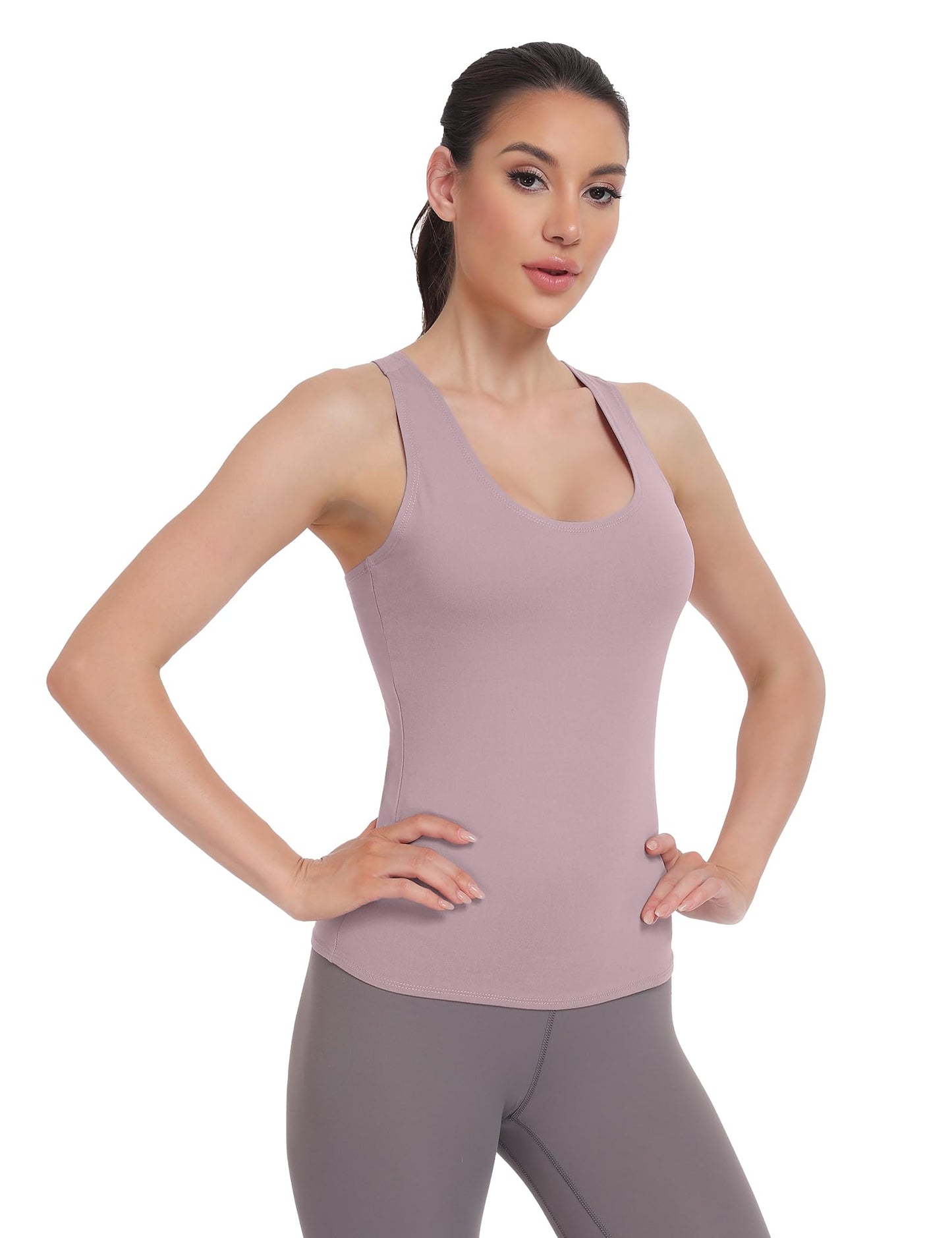 HOPLYNN 3 Pack Women's Racerback Workout Tank Top Crop Athletic Running Gym Yoga Active Sports Tops Shirts for Women 1 Black 1 White 1 Dark Pink Large