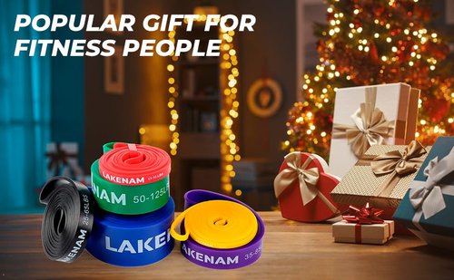 LAKENAM Resistance Bands Set, Exercise Workout Pull Up Assistance Bands with 6 Resistance Levels, Muscle Training Straps for Fitness, Working Out, Body Stretching, Physical Therapy, More
