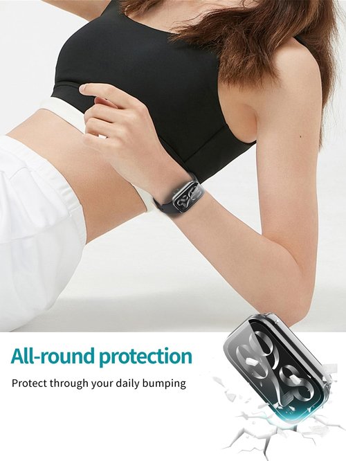 2Pack Case for Xiaomi Smart Band 9 Pro,Case with Screen Protector,Built-in 9H Tempered Glass Film, Hard PC, NOUKAJU Protective Cover for Xiaomi Band 9 Pro(Black+Clear)