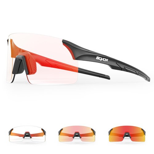 SCVCN Photochromic Cycling Glasses Frameless Sports sunglasses for Men Women - Ideal For Baseball, Bike, Golf, Running