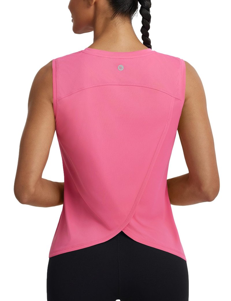 baleaf Women Athletic Tops Sleeveless Workout Tank Tops Tennis Running Yoga Gym Lightweight Quick Dry Split Back Loose Fit UPF 50+ Pink M
