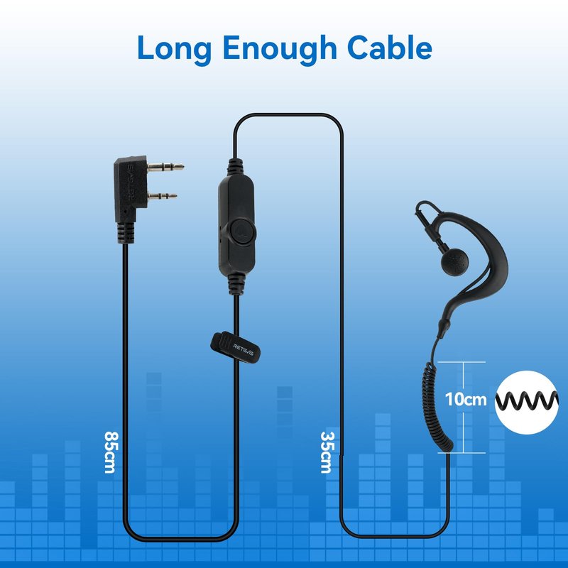 Retevis Volume Adjustment Controls Walkie Talkie Earpiece with Mic, Coil Tube, for RT22 RT68 RT21 H-777 H777H, Compatible with Pxton, Baofeng, Kenwood Two Way Radio, 2 Way Radio Earpiece(20 Pack)