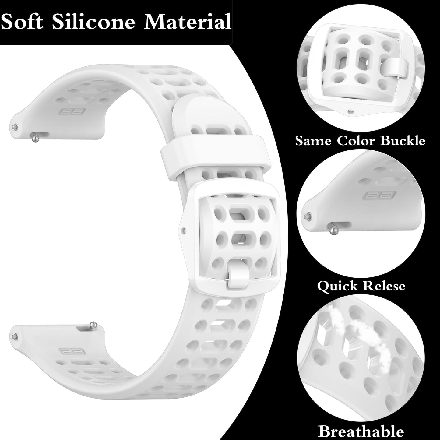 Harikiri 20mm Sport Silicone Bands Compatible with COROS PACE 2/COROS APEX 2/COROS APEX 42mm for Men and Women