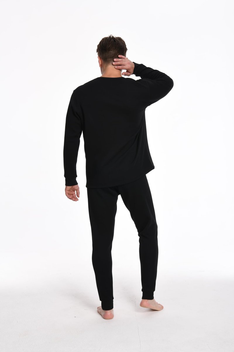 WHITECONCH Men's Thermal Underwear Set Heavyweight Gold Fleece Lined Base Layer Cold Weather Long Johns with Fly Opening N01