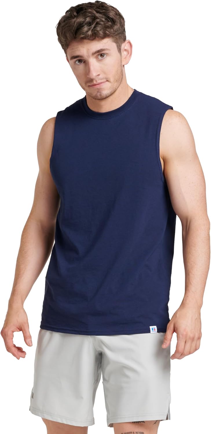 Russell Athletic Men's Dri-Power Muscle Shirts - Moisture-Wicking, Odor Protection, UPF 30+ | Sizes S-4X