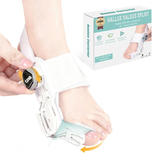 GAB Upgraded Bunion Corrector for Women & Men - Adjustable Bunion Splint with Knob for Big Toe Relief & Hallux Valgus Correction, Day/Night Orthopedic Toe Straightener (2, White)