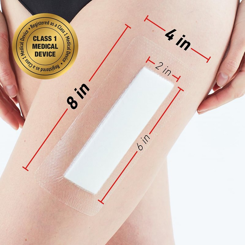 Neo G Opti-Heal Silicone Surgical Dressing – Sterile Adhesive Bandages for Surgical Wounds, Cuts, Abrasions - Absorbent Barrier Island Dressing 4x8 - Waterproof Bandages Post Surgical- 2 Pack