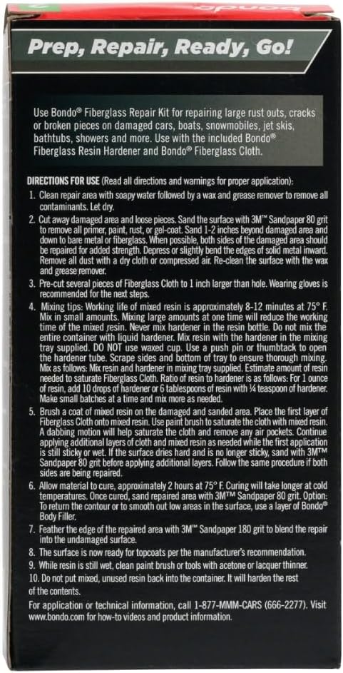 Skiennix Fiberglass Resin Repair Kit - All-in-One 1/2 Pint Set for Automotive, Marine & Home Repairs