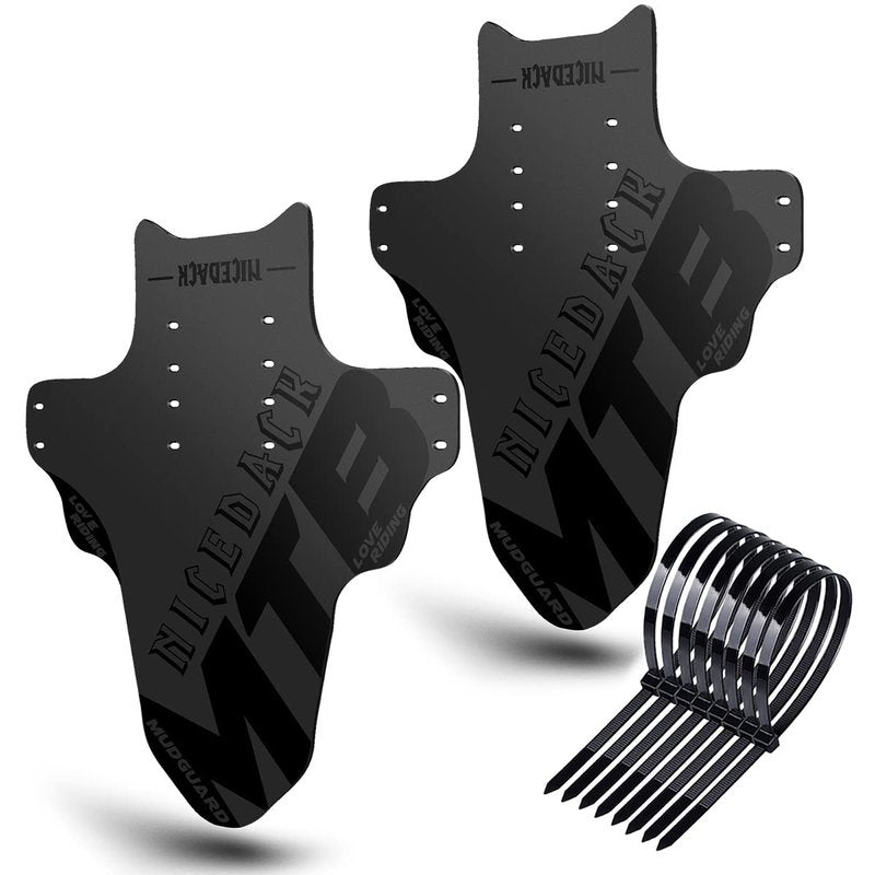 NICEDACK Mudguards Mountain Bike, 2 Pieces Mudguards Fit 20-29 Inch MTB Mudguard Front and Rear Compatible Bicycle Splash Guard (Black)
