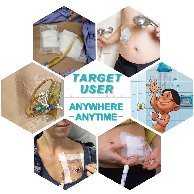 Waterproof Shower Protector | 10x12 Inch Dialysis Catheter Shower Cover Large | Without Glue in The Center for Chest Chemo Port Picc Line PD Peritoneal Dialysis Accessories Bandage (Pack of 7)