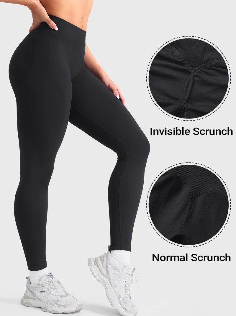 YEOREO Butt Lifting Leggings for Women Seamless Hidden Scrunch Workout Leggings 24" Baderiy Gym Yoga Booty Pants Black