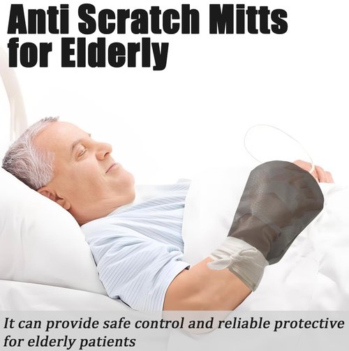 Ajqxh 2PCS Waterproof Dementia Restraint Gloves,Anti Scratch Mitts for Elderly,Protective Mitten for Dementia Patients/Adults