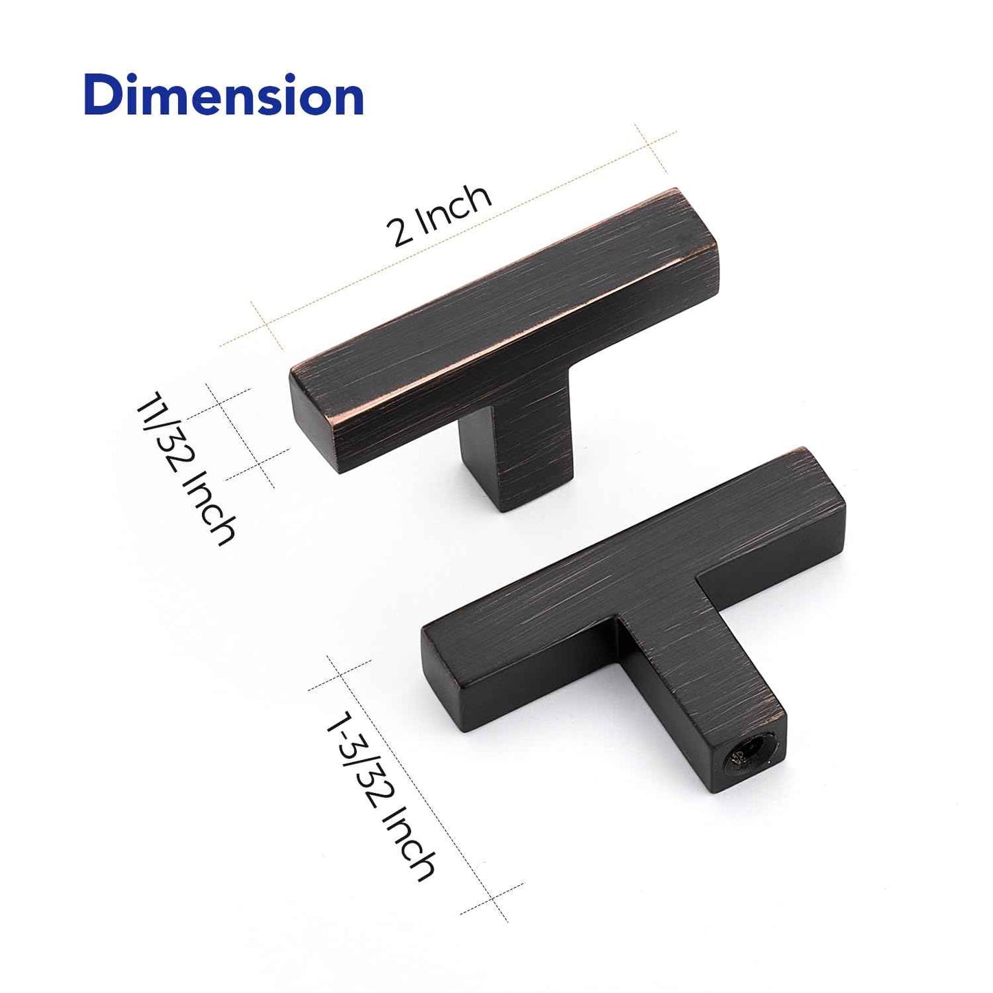 Ravinte 10 Pack Solid Single Hole Slim Square Bar Drawer Handles Cabinet Hardware - Oil-Rubbed Bronze Kitchen Pulls