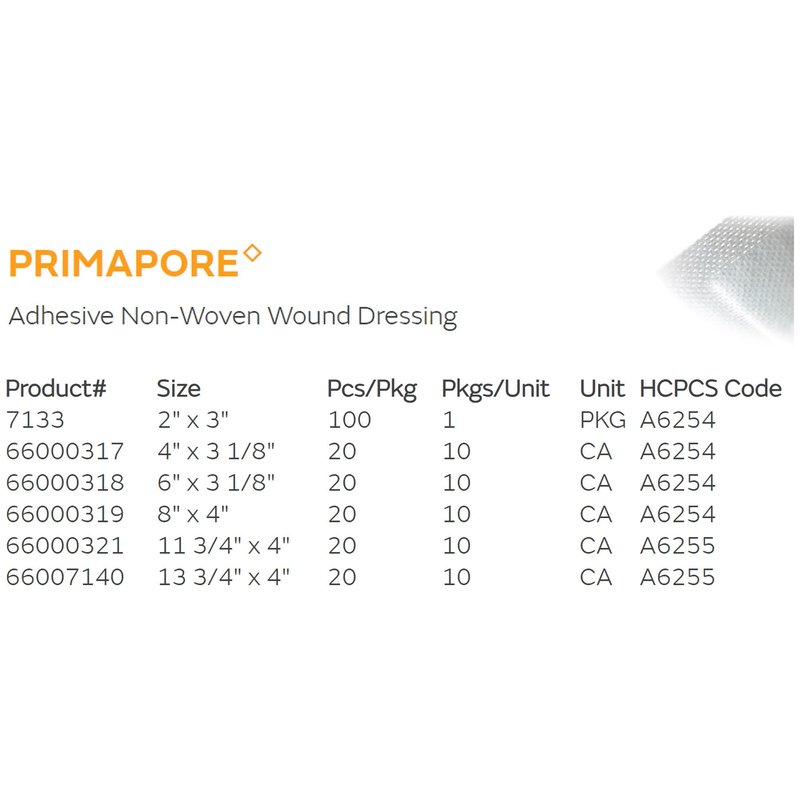 Smith & Nephew Primapore White Polyester Nonwoven Island Dressing Sterile 4 x 8" 20 per Box