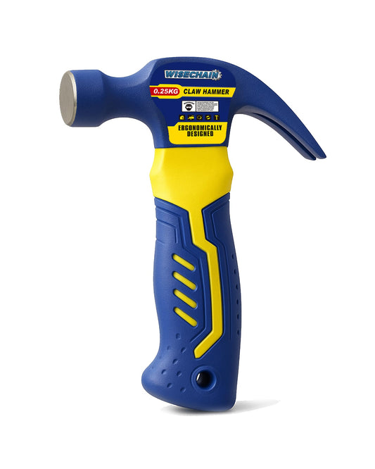 Wisechain 8 oz Professional Small Claw Hammer 45# Steel – Anti-Slip Grip & Nail Starter