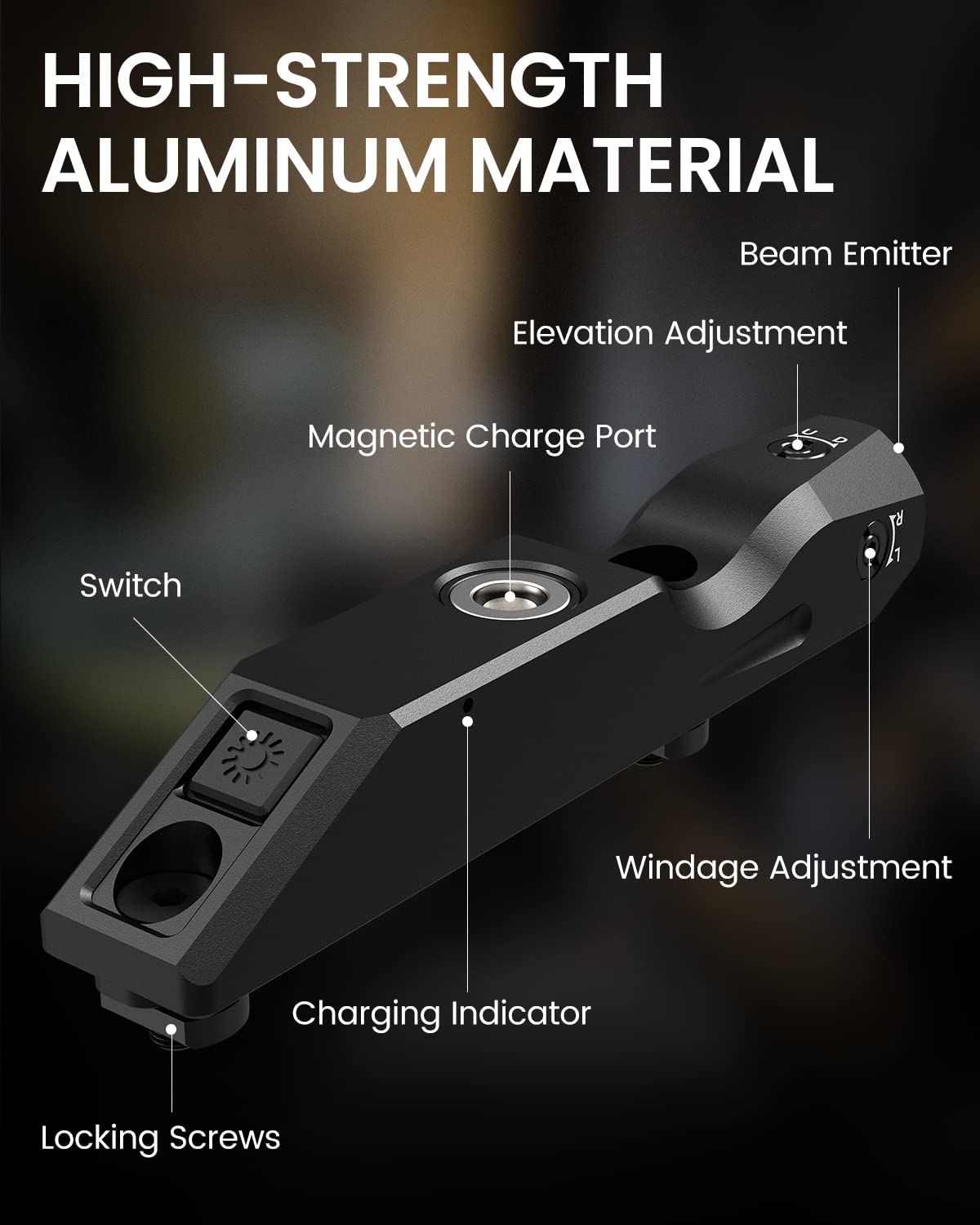 Votatu M4L-G Green Laser Sight Compatible with M-Lok Rail Surface, Ultra Low-Profile Tactical Rifle Laser Sight with Strobe Function Magnetic Rechargeable,IIIA Class Laser Power Output ≤5mw