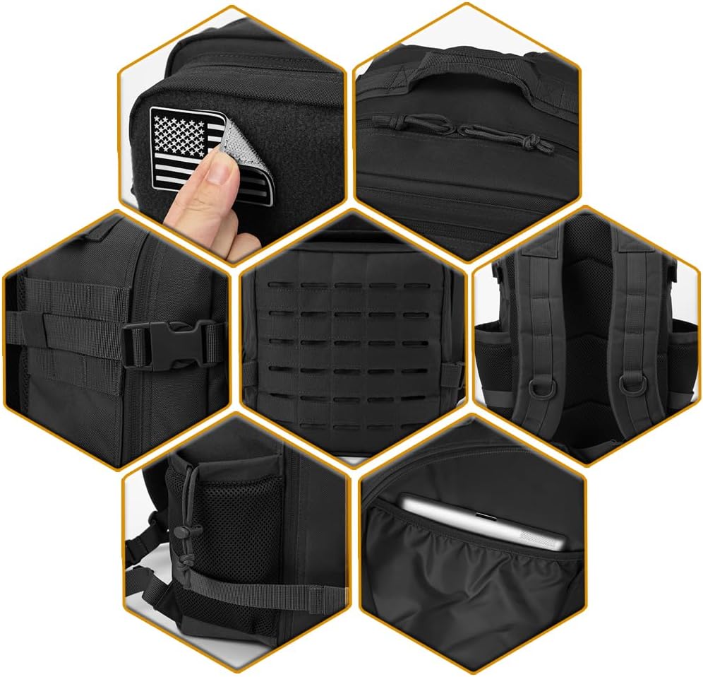 QT&QY Military Tactical Backpack - 25L/45L Molle Daypack for Men | Hiking Rucksack with Bottle Holder
